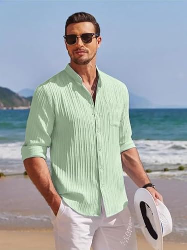 Leriya Fashion Casual Textured Button Down Regular Fit Shirts Long Sleeve Shirt For Men (Available In Plus Size And Combo Pack O