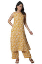 W for Woman W Women Yellow Floral Print Rayon Kurta Set With Flared Pant