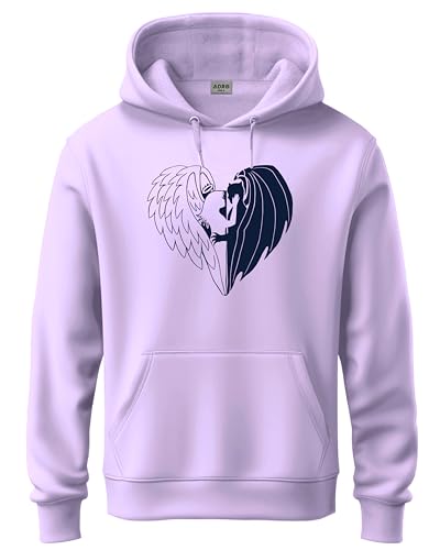 ADRO Men's Cotton Neck Hooded Sweatshirt (H24-DEVI-PU_Lavendar