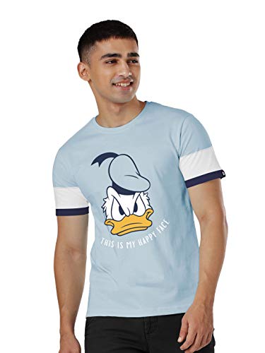 The Souled Store|Donald Duck Happy Face Round Neck Mens And Boys T-Shirt|Graphic Printed Half Sleeve|100% Cotton Blue Color T-Sh