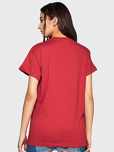 Bewakoof X Official Garfield Merchandise WomenS Selective Participation Graphic Printed 100% Cotton T-Shirt - Boyfriend Fit, Ro
