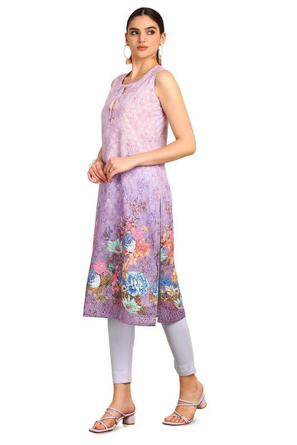 Soch Womens Purple Embroidered Kurta With Tie-Ups
