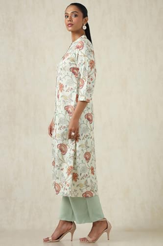 Soch Womens Linen Botanical Regular Kurta (CWS5KU61102_Beige