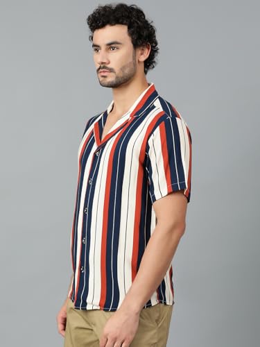 Kotty MenS Fashionable/Casual Printed Spread Collar & Premium Fabric & Stylish & Comfortable Casual Wear Shirt(Multicolor,L)