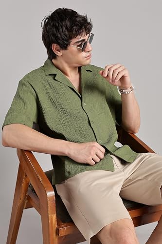 Fyltr MenS Solid Regular Fit Shirt (Fylss25Ms-1317_Olive Drift