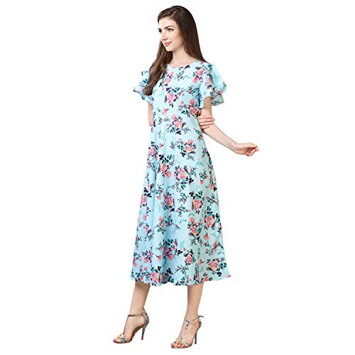 OOMPH! Womens Western & Fusion wear Midi Dresses for Women, Beach, Blue - md57