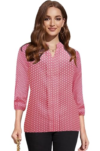 Toochki Womens Light Pink Muslin Polka Doted Straight Western Top | Winter Top |Top for Women | Latest Women Top | Trendy Women
