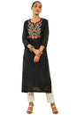 Soch Womens Chanderi Floral EmbroideStraight Kurta