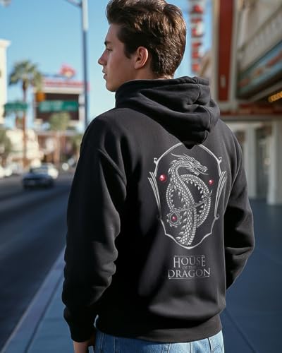 Bewakoof Official House of The Dragon Merchandise Mens Graphic Print Oversized Fit Full Sleeve Fleece Hoodies