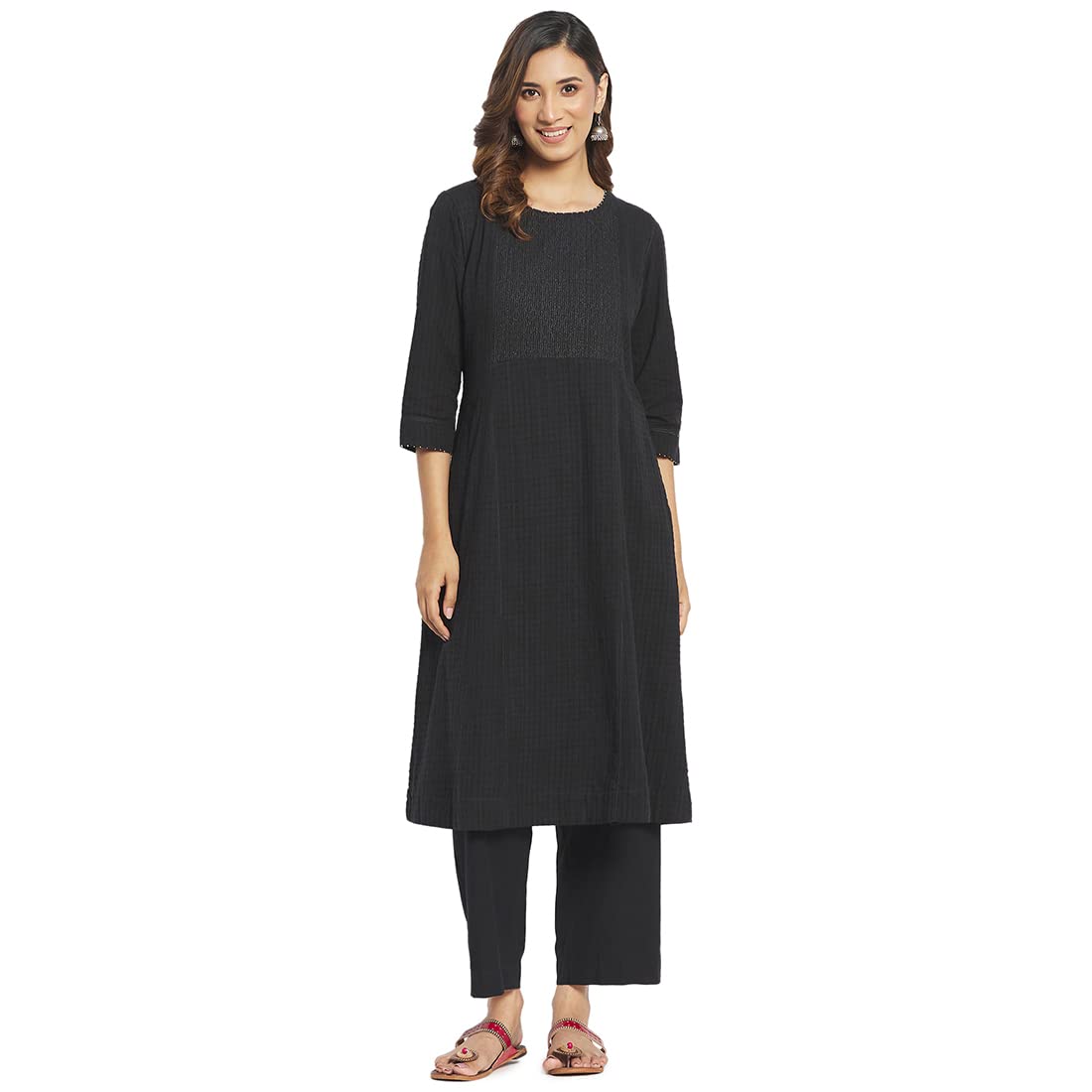 Fabindia Women Round Neck 2 Piece Kurta Set Cotton_L