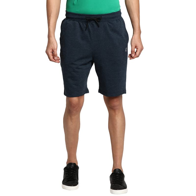 Turtle Men Essentials Blue Melange Solid Shorts