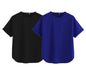 Juneberry Pure 100% Cotton Oversized Loose Baggy Fit Round Neck With Drop Shoulder Black & Royal Blue Half Sleeves Boyfriend T-S