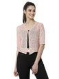 Style Quotient Women Self Design Nude Cotton lace Regular Smart Casual Shrug