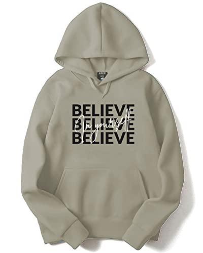ADRO Believe in Your Self Printed Hoodie/Sweatshirt for Men (H22-M-INV-CH_Beige_L)