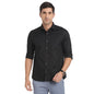 Turtle Men 100% Cotton Regular Fit Black Self Design Formal Shirt