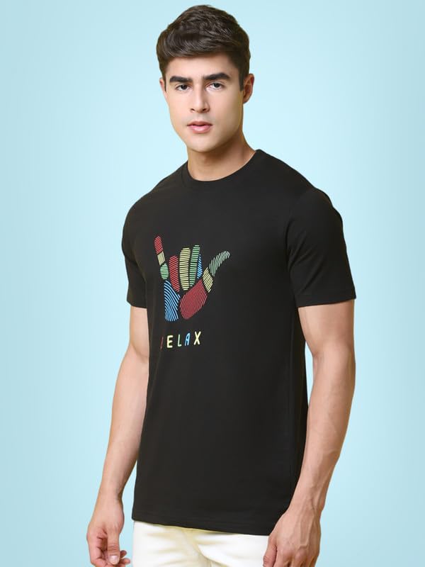 Pinkmint Combo T-Shirt for Men Cotton Blend Casual Half Sleeve T-Shirt l Active wear l Regular Home T-Shirt (Pack of 2) Black-Gr