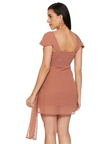 Ketch Polyester Womens Cape Sleeve Casual Fit Dress Mini Khj6000259_Pink