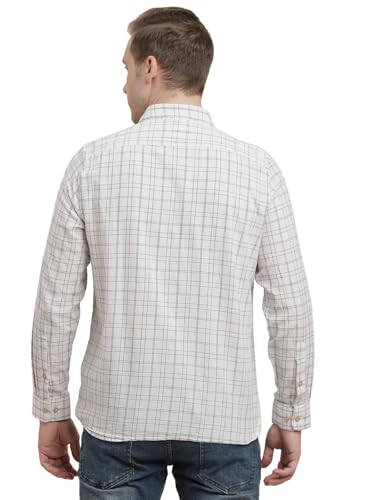 Turtle Men Khadi Slim Fit Heather Grey Checkered Full Sleeve Casual Shirt