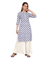 rangita Off White Rayon Straight Printed Knee Length Kurti | Kurta for Women
