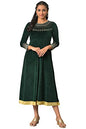 Aurelia Women Emerald Green Cotton Blend Solid A-Line Dress