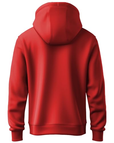 ADRO Men's Cotton Neck Hooded Sweatshirt (H20-M-NKY-RD_Red)