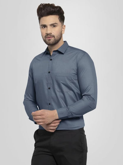 Pinkmint Mens Cotton Soild Full Sleeve Spread Collar Casual Combo Formal Shirt