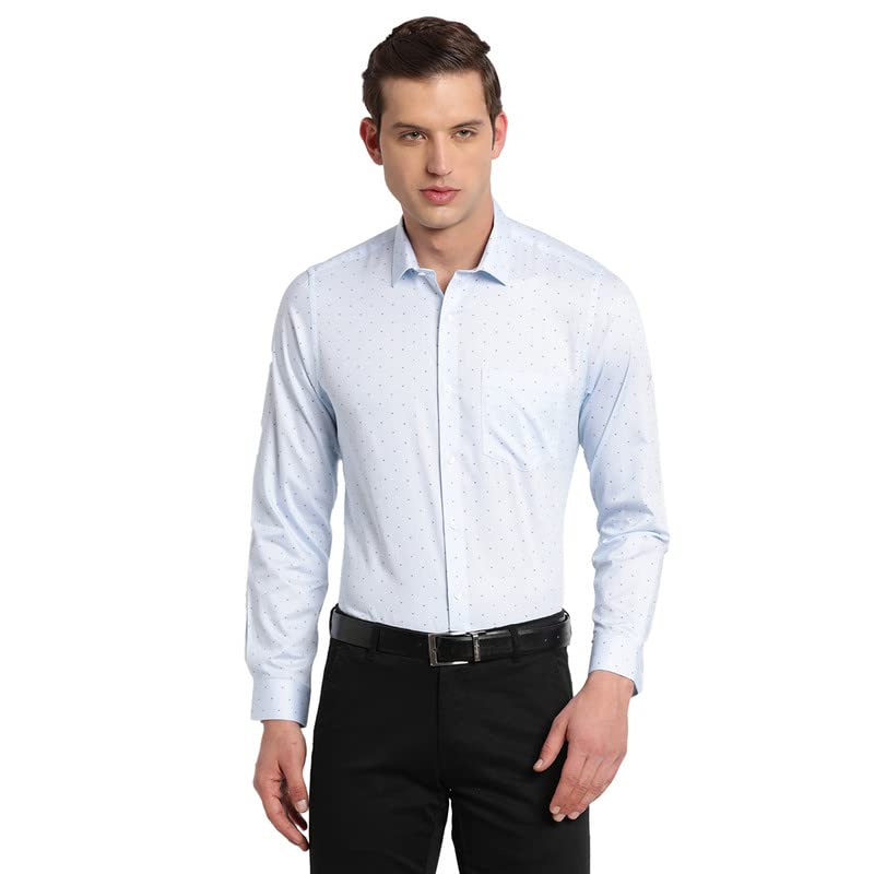 Turtle Men 100% Cotton Sky Blue Printed Slim Fit Full Sleeve Formal Shirt