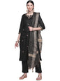 anubhutee Women's Rayon Black Floral Embroidered Straight Kurta Suit Set With Pants And Dupatta
