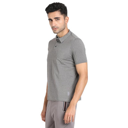 Turtle Men Poly Spandex Melange Slim Fit Solid Polo Tshirt