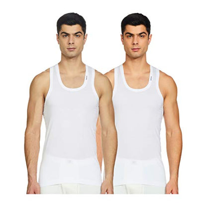 Rupa Frontline Sleeveless Vest For Men, 100% Cotton Material, Round Neck, Regular Fit, Pack Of 2 White