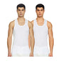 Rupa Frontline Sleeveless Vest For Men, 100% Cotton Material, Round Neck, Regular Fit, Pack Of 2 White