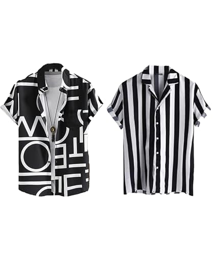 LookMark Mens Cotton Blend Casual Beach Wear Shirts | Stylish Printed Shirts for Men | Comfortable Summer Wear | Party, Vacatio