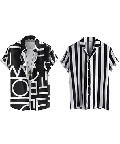 LookMark Mens Cotton Blend Casual Beach Wear Shirts | Stylish Printed Shirts for Men | Comfortable Summer Wear | Party, Vacatio