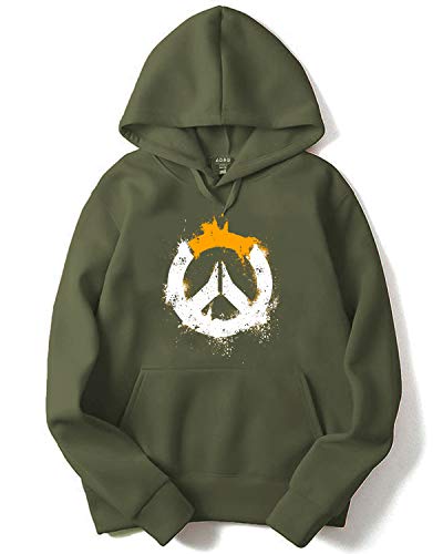 ADRO Men's Cotton Neck Hooded Sweatshirt (H-M-PC-OL_Olive_XL)