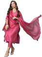 GoSriKi Womens Cotton Blend Floral Straight Kurta with Pant & Dupatta (BAGICHA-Rani-FNW-GS_Pink_Small)