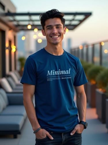 Nobero MenS Typography Printed Regular Fit T-Shirt (1M-Twts-C1177-Bs_Marine
