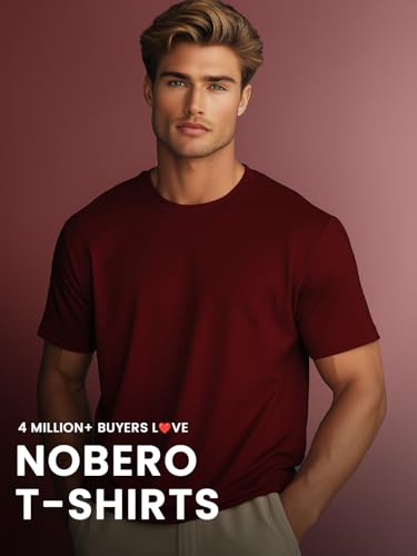 Nobero MenS Solid Regular Fit T-Shirt (1M-Twts-R0008_2_Black / Olive Green/Wine Red