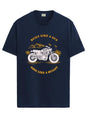 ADRO Men's Royal Bike Design Printed 100% Cotton T-Shirt - Regular Fit, Printed T-Shirts for Men (RN24-RYL-NB_Navy_XL)