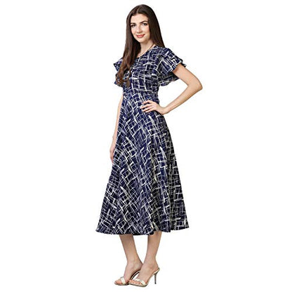 OOMPH! Womens Western & Fusion wear Midi Dresses for Women, Beach, Blue - md62