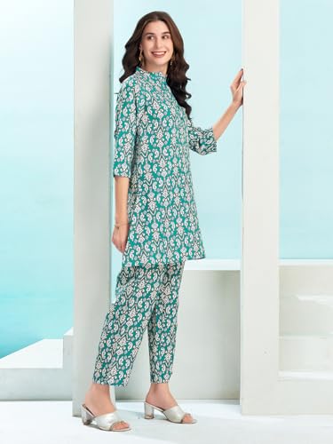 Selvia Co-ords Set for Women | Cotton Blend Top & Trouser Co-ords Set | Formal Co-ords Set for Women | Printed Two Piece Co-ord
