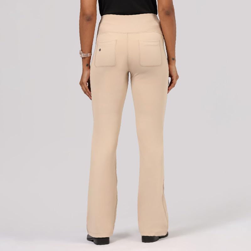BlissClub Ultimate Flare Pants for Women Upto 54 ft | Ribbed Waistband, 4 Pockets | High Waist Trousers and Formal Pants for Of