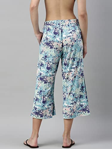 Enamor Essentials Womens Slim Fit Mid Rise Crop Length Soft & Drapey Stretch Viscose Culottes with Smart Side Slits - EA64(EA64