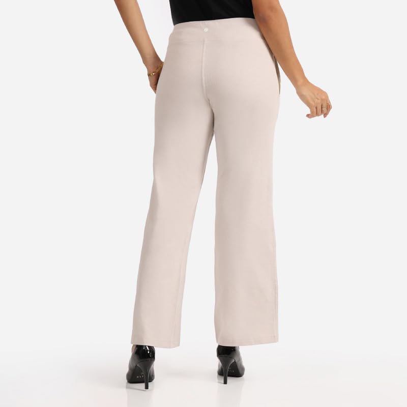 BlissClub Work-to-Wine Twill Flare Pants -Tall Above 55, Twill Pattern, Cotton Pants, Breathable and Stretchy