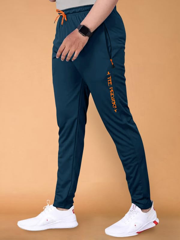 Pinkmint Lycra Soild Track Pant for Men & Elastic Jogger Gym Wear, Yoga Wear, Sports, Regular Wear (Pack of 1) Navy Blue