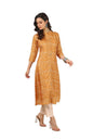 Soch Womens Mustard Art Silk Bandhani Print Kurta With Beads