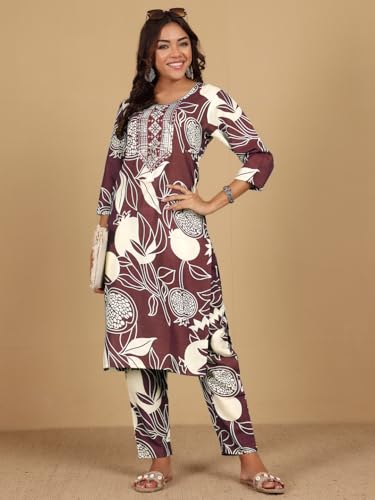 Varanga Women Round Neck Bold Print Kurta Set