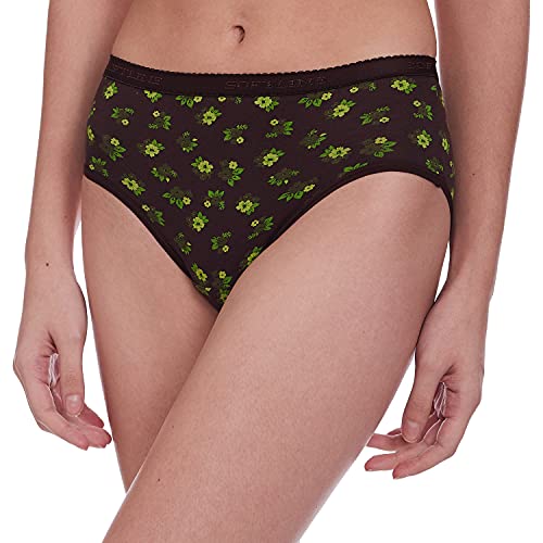 Rupa Softline Womens Mid Rise,Regular Soft Cotton Panties, Outer Elastic Waistband, Regular Fit,Full Coverage,Assorted Print, P