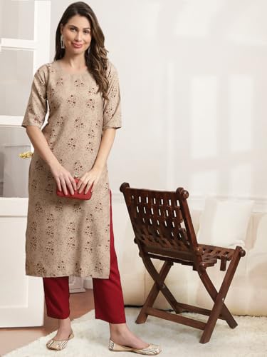 Pinkmint Printed Round Neck Kurta Set For Women Ll Kurti & Pant Set For Women Ll Regular Fit Kurta Set (Pack Of 2)