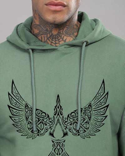 ADRO Men's Hoodie | Printed Cotton Hoodie | Pista Color | Size 36 | Model H24-BIRD-PT