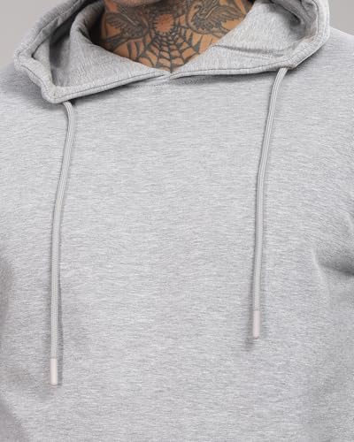 ADRO Men's Hoodie - Grey Cotton Printed Hoodie, Size 36, Model H24-M-PLN-GR